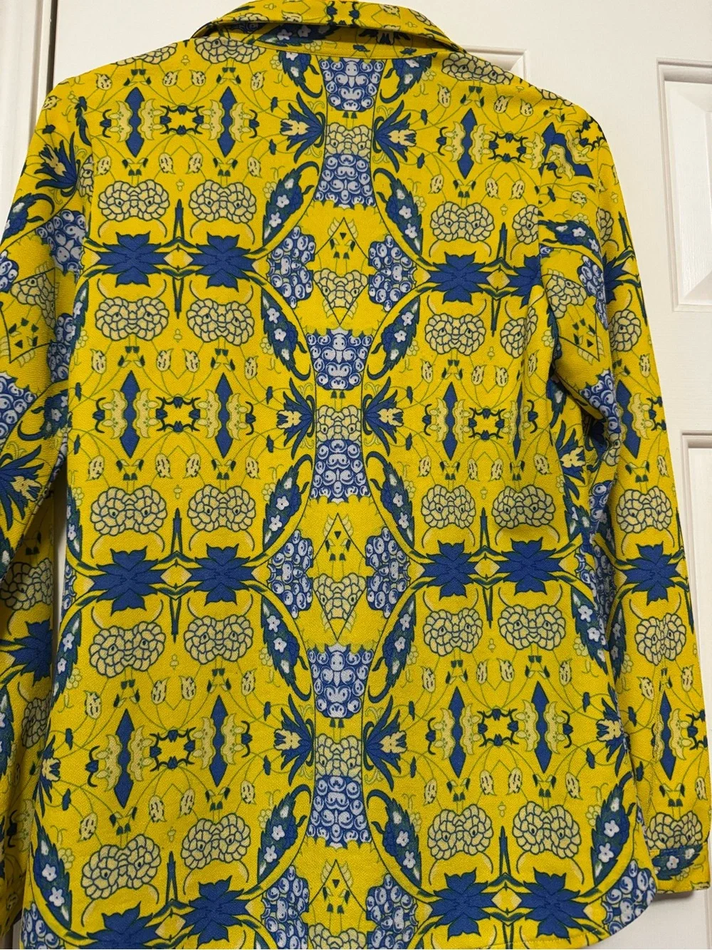 Vintage Yellow & Blue Floral Button-Up Shirt
